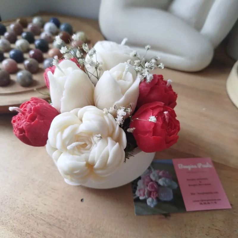 Bouquet artisanale en cire végétale.