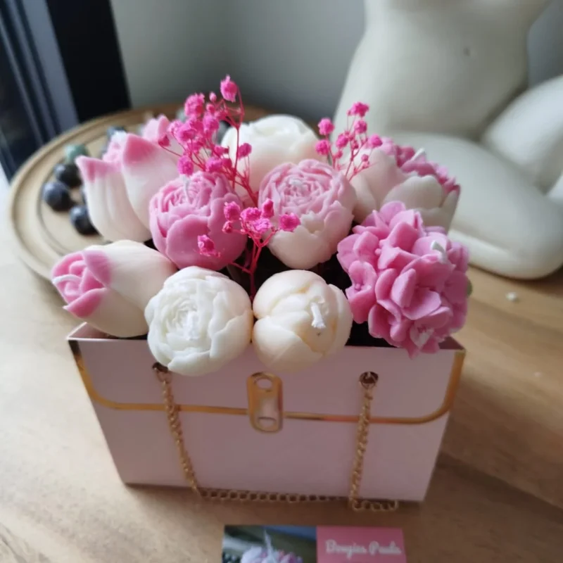Bouquet de bougies roses girly.