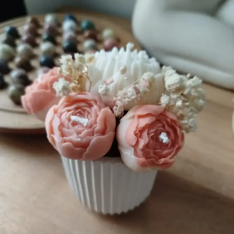 Pot de bougies terracotta en cire de soja.